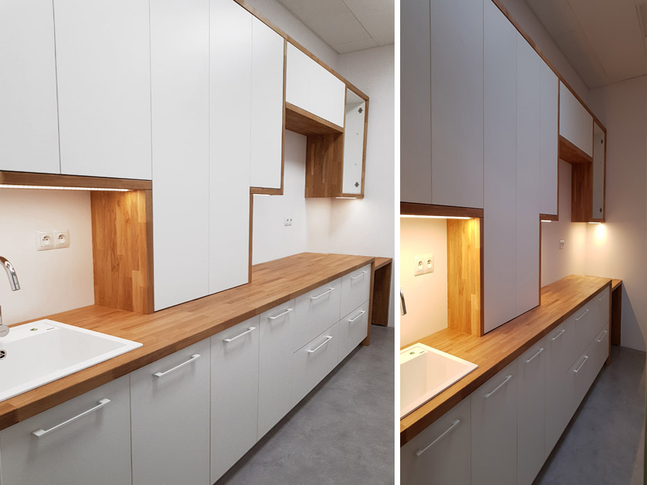 Projekty wnętrz, meble na zamówienie dla biura klinika imc